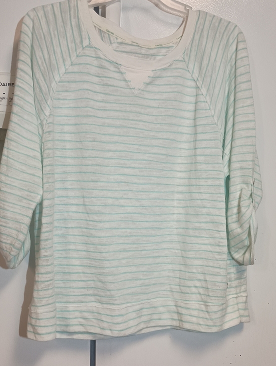 Calvin Klein Performance Tops - Calvin Klein Performance Mint Green Striped Long Sleeve Tee. Women's Size Xl